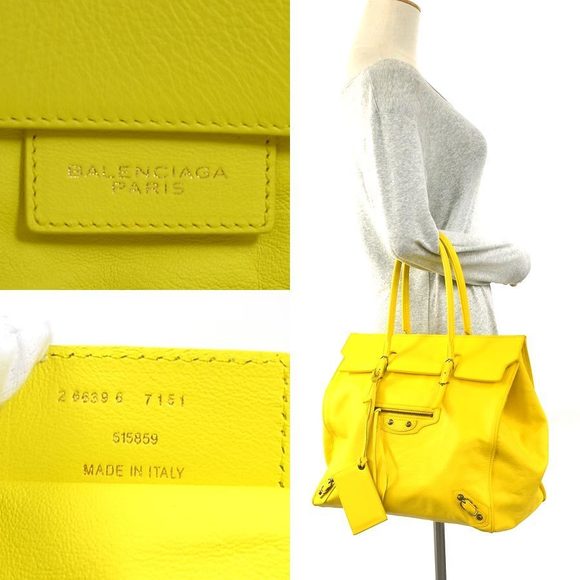 Balenciaga Paper Leather Handbag Yellow - Picture 4 of 5